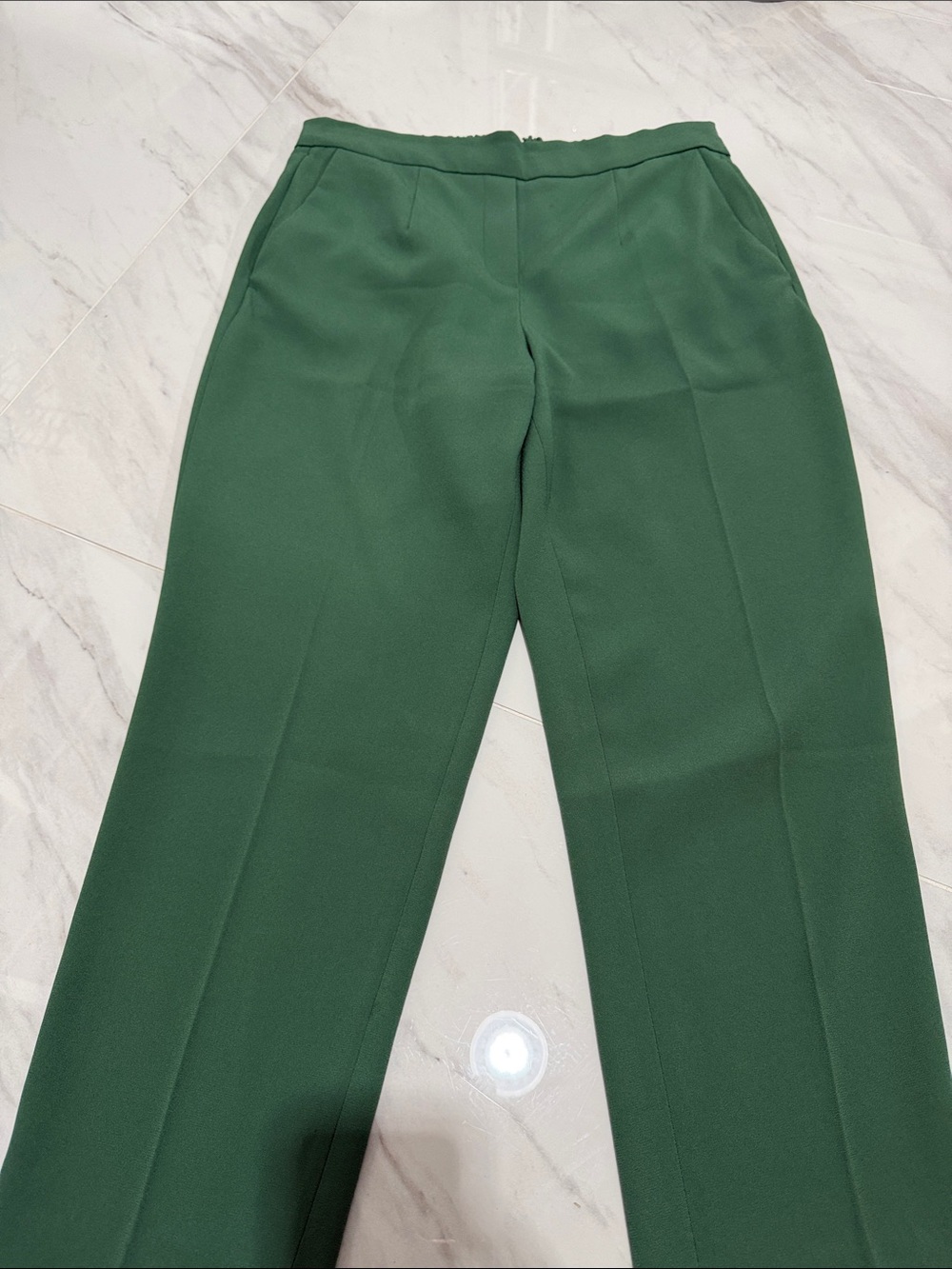 Babaton Dark Green Straight-Leg Dress Pants